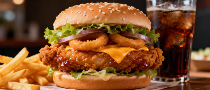 炸鸡汉堡配薯条图片