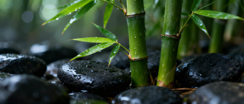 竹影石间水润图片