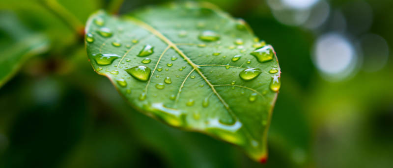 露珠点缀绿叶图片