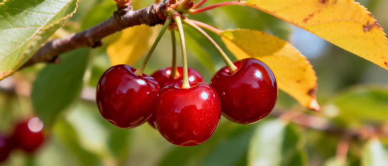 鲜红樱桃挂枝头图片