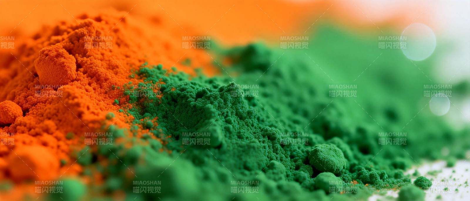橙绿粉末特写图片