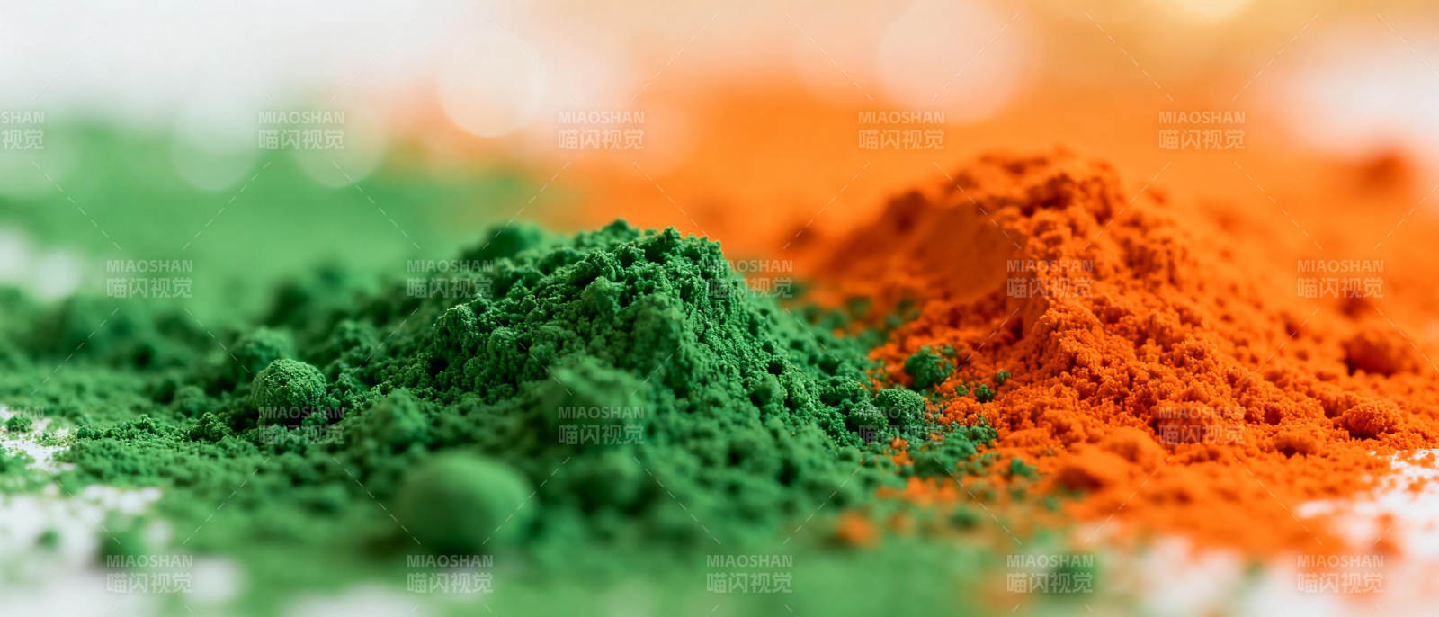 绿橙粉末特写图片