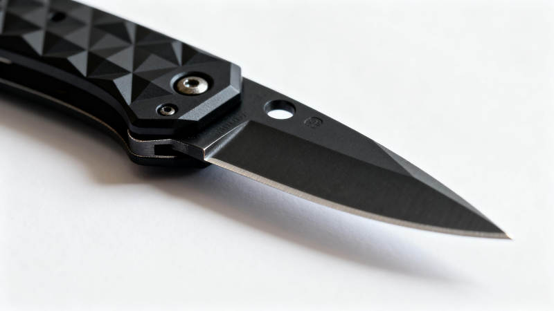 黑色折叠刀特写图片