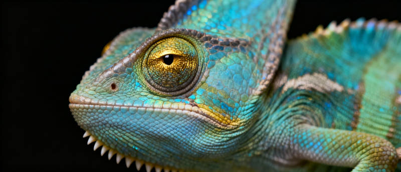 蓝绿变色龙特写图片