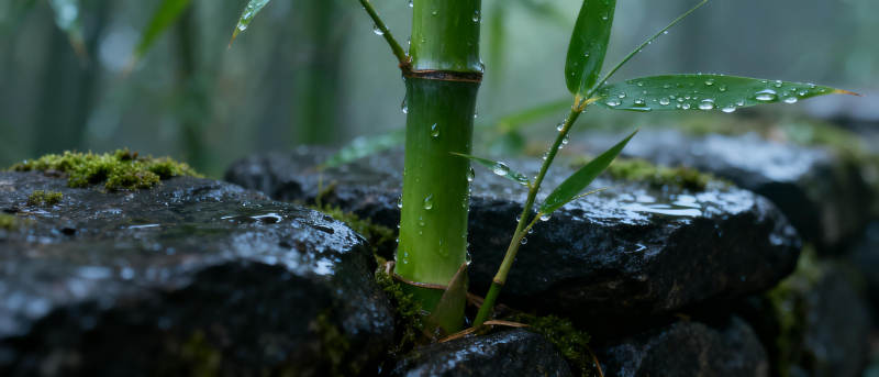 雨后竹影图片