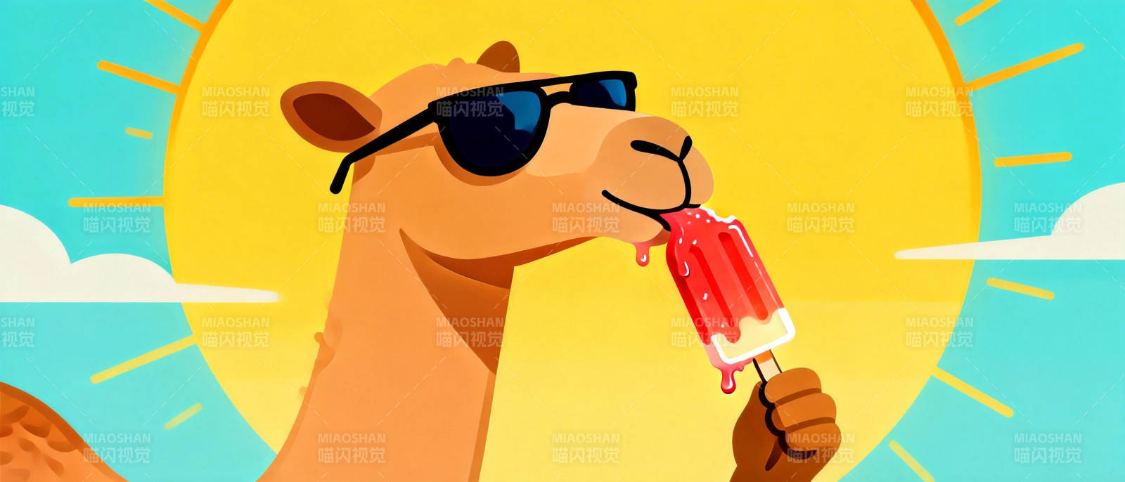 骆驼吃冰棒图片