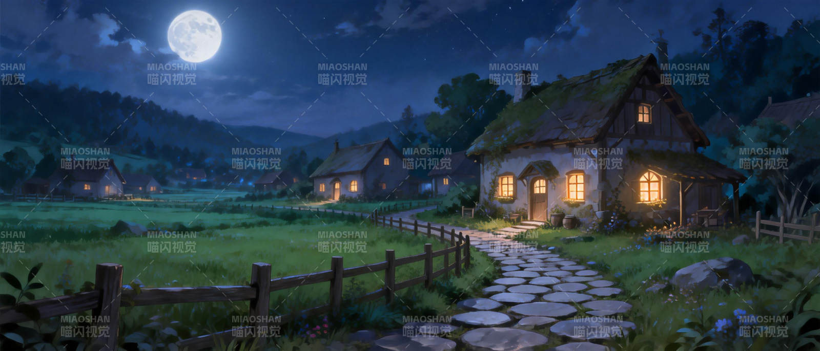 月夜小屋图片