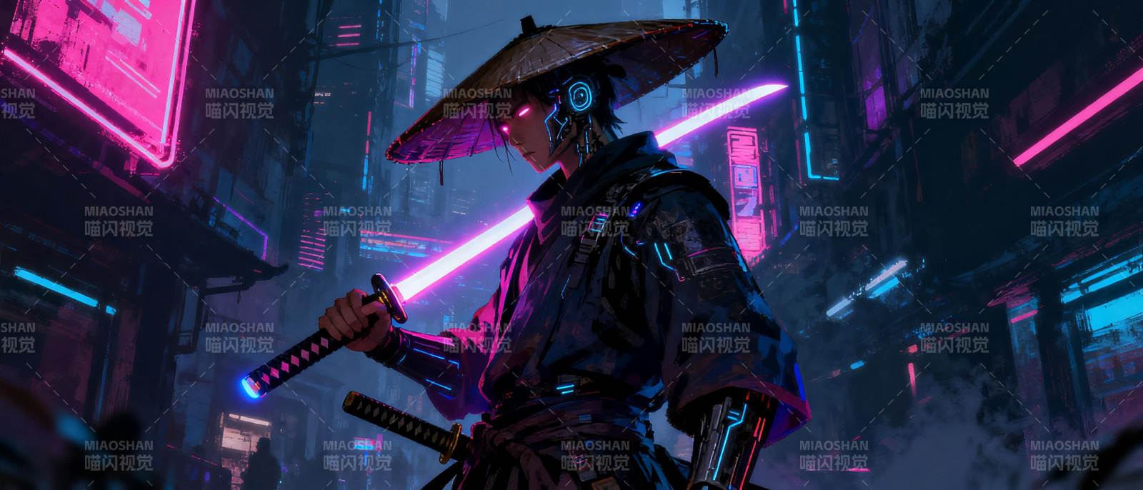 霓虹武士夜行图片