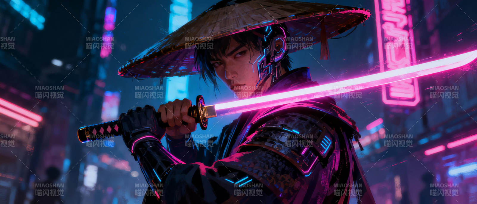 霓虹武士夜行图片