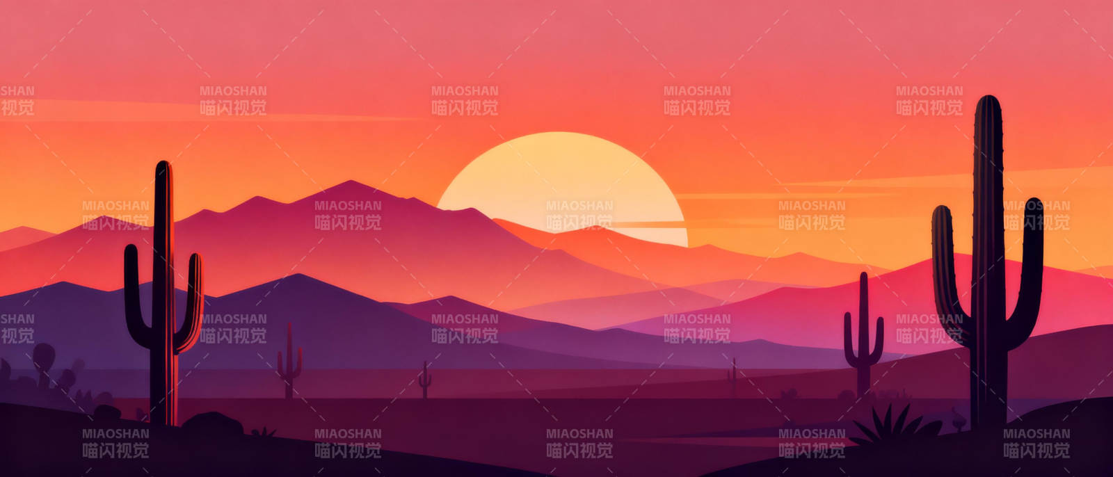 沙漠日落美景图片