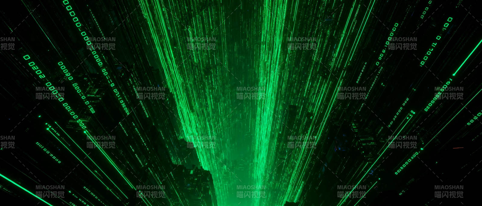 绿色数据流瀑布图片