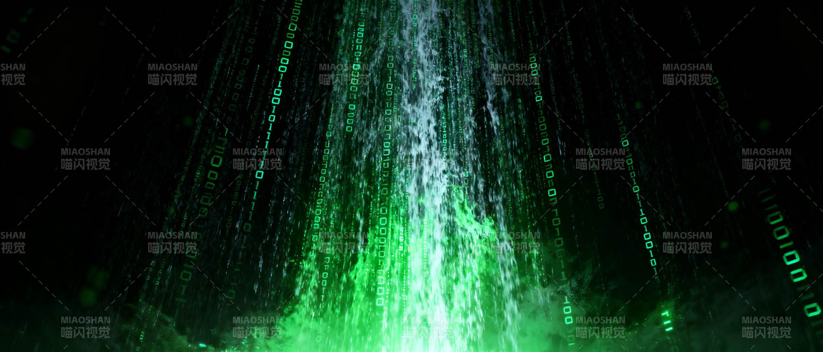 绿色数据流瀑布图片