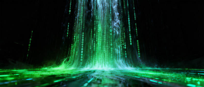 绿色代码瀑布图片