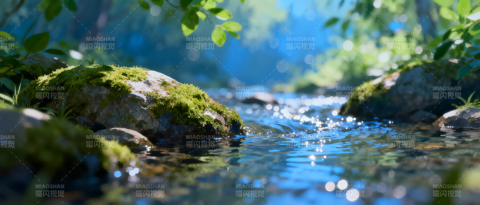 溪流潺潺绿意浓图片