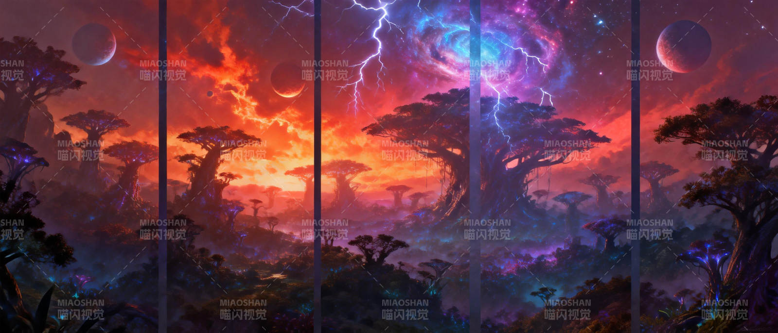 奇幻星夜森林图片