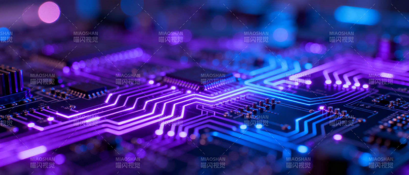 炫彩电路板特写图片