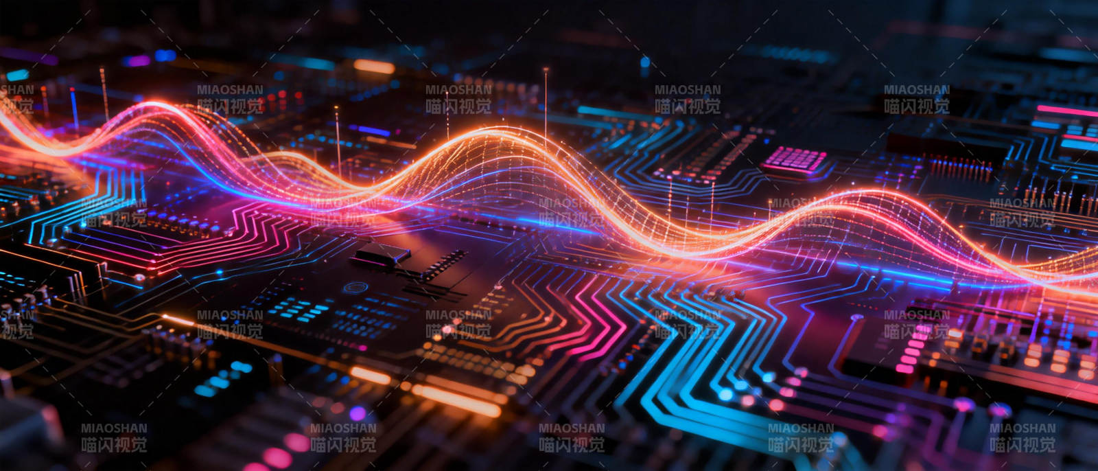 霓虹电路波澜图片