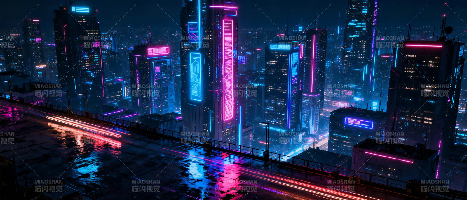 霓虹都市夜景图片