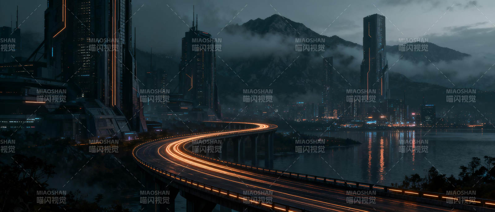 未来都市夜景图片