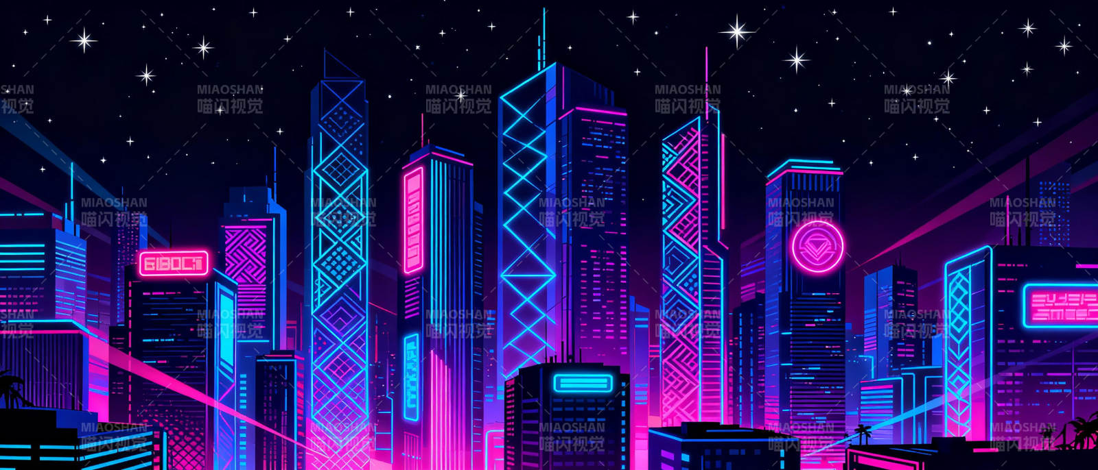 霓虹都市夜景图片