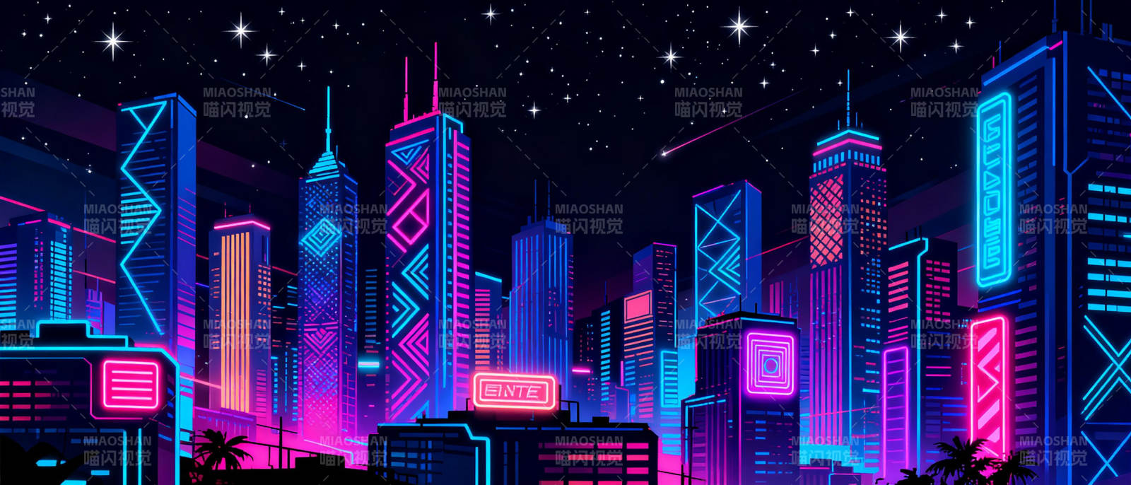 霓虹都市夜景图片