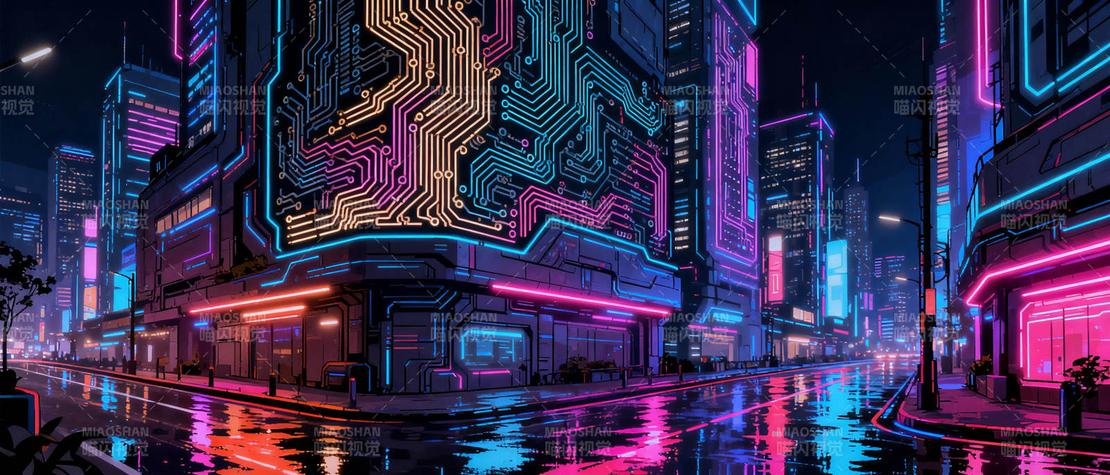 霓虹都市夜景图片