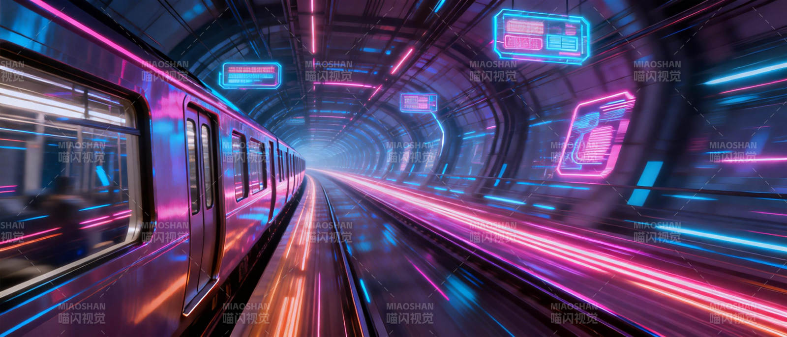 霓虹地铁隧道图片