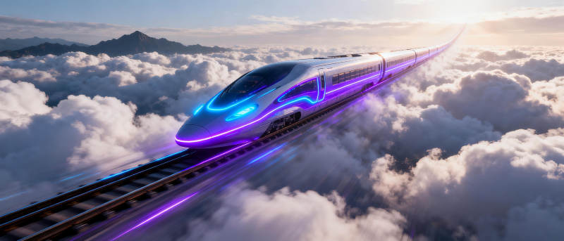 云上飞驰的未来列车图片