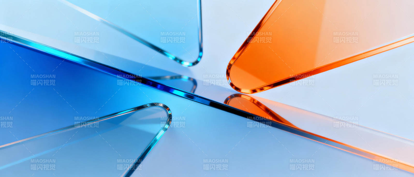 蓝橙玻璃交汇图片