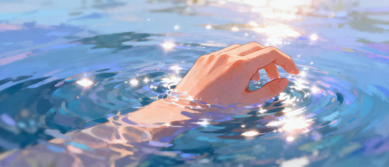 水光中的手图片