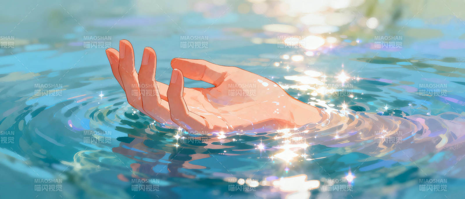水波中的手图片