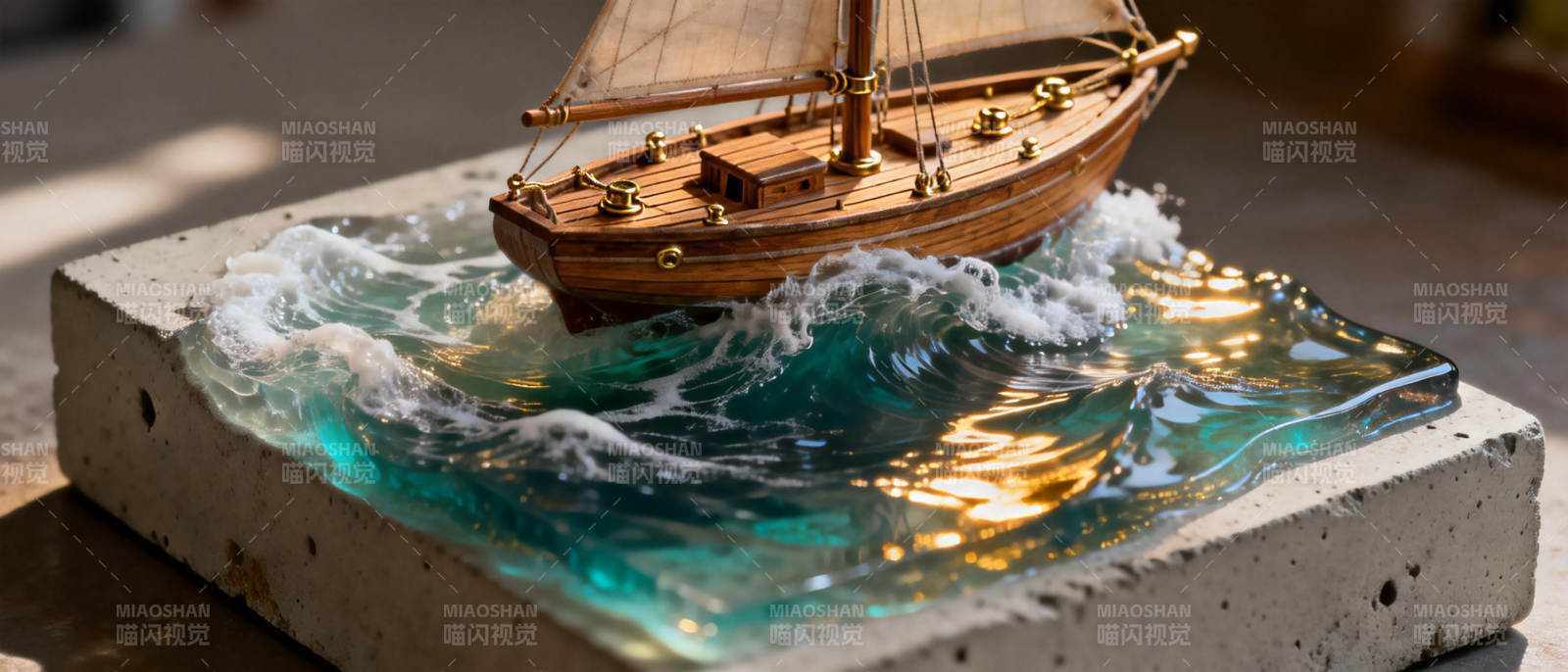 帆船破浪前行图片