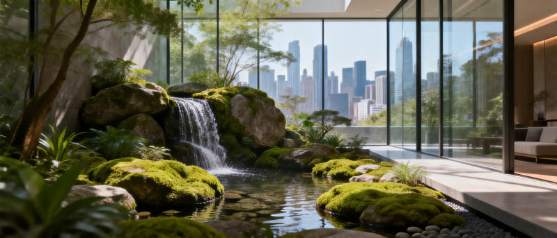 都市中的静谧庭院图片