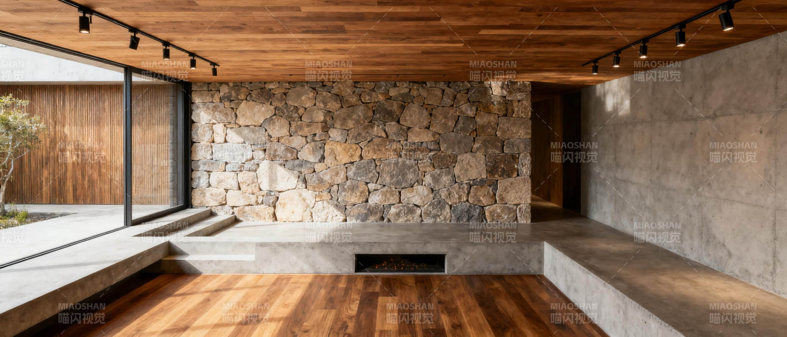 石墙木顶庭院图片