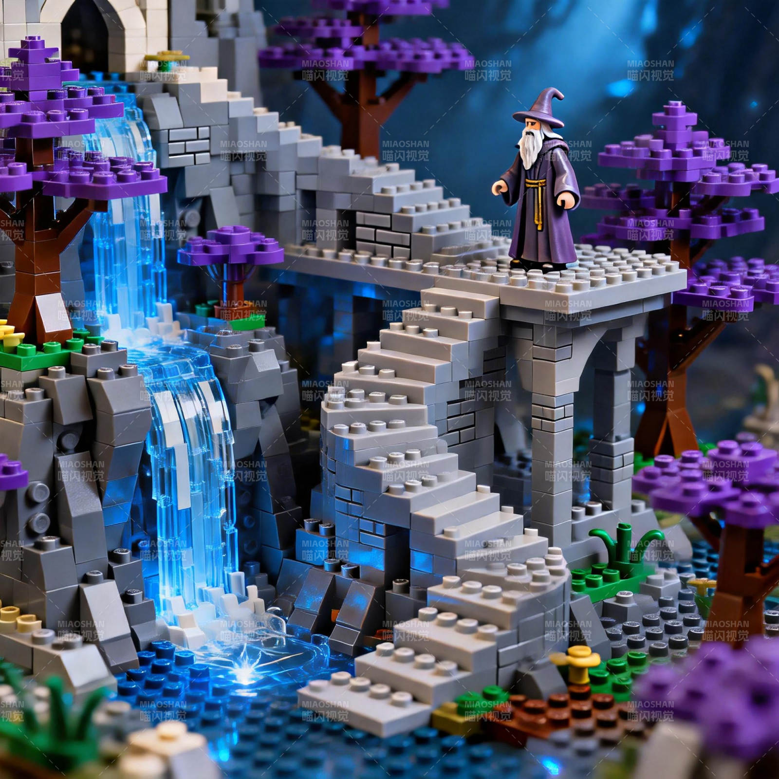 乐高魔法瀑布山景图片