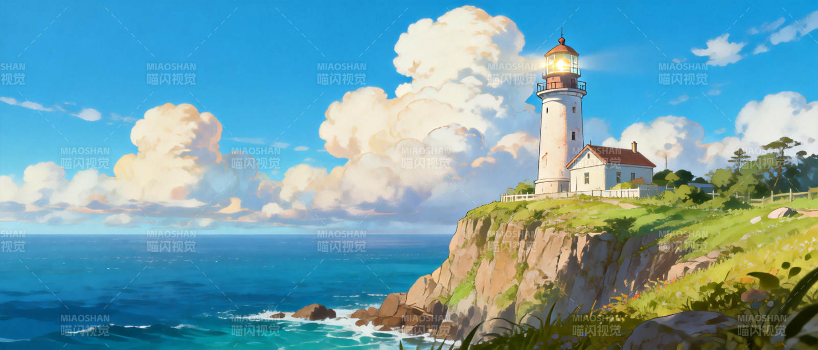 灯塔海景图图片