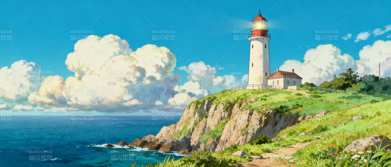 灯塔海景图图片