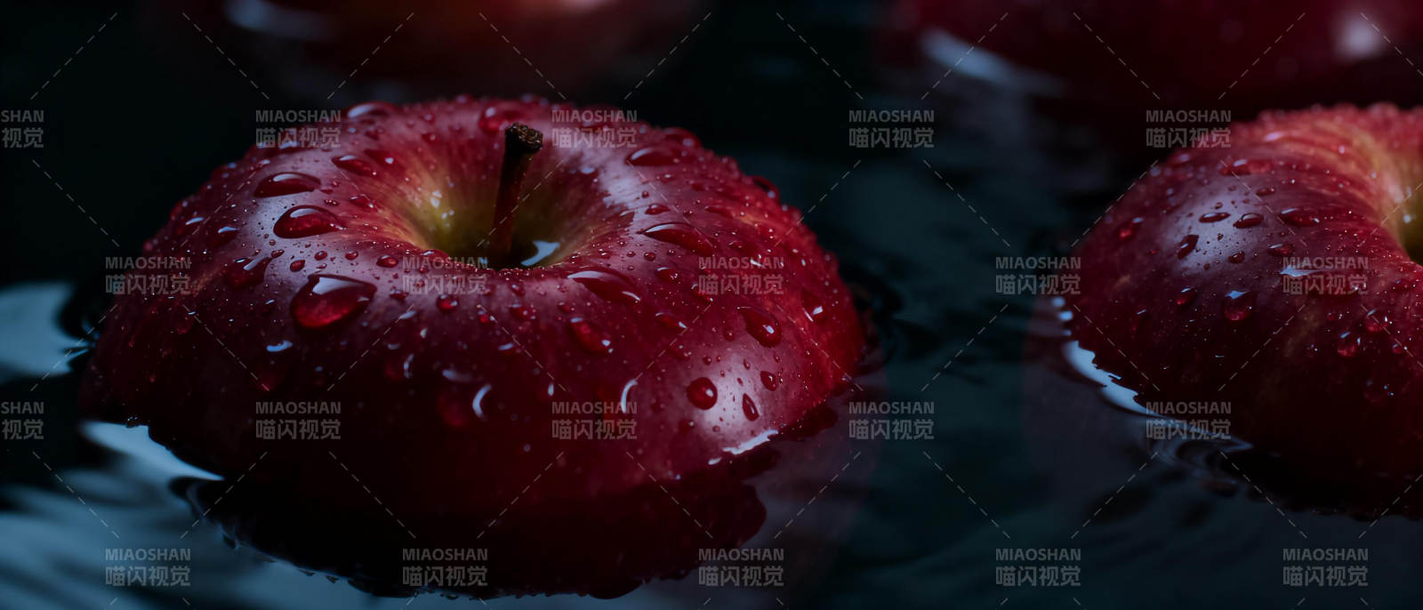 水珠红苹果图片