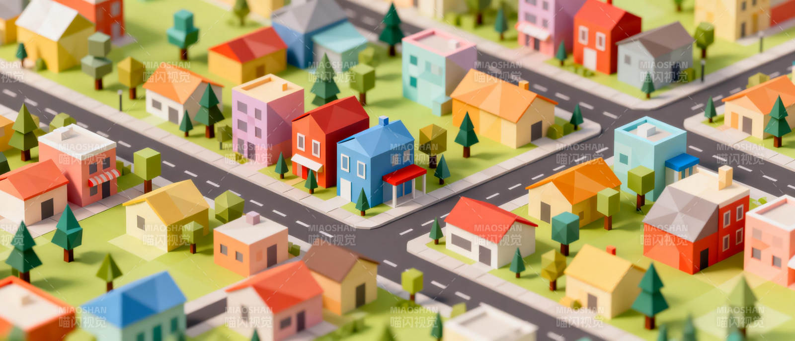 彩色小镇街景图片