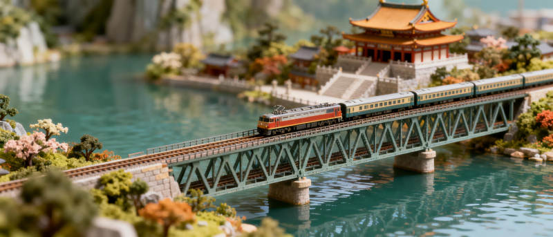 火车过桥美景图片