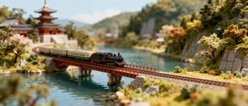 火车过桥美景图片