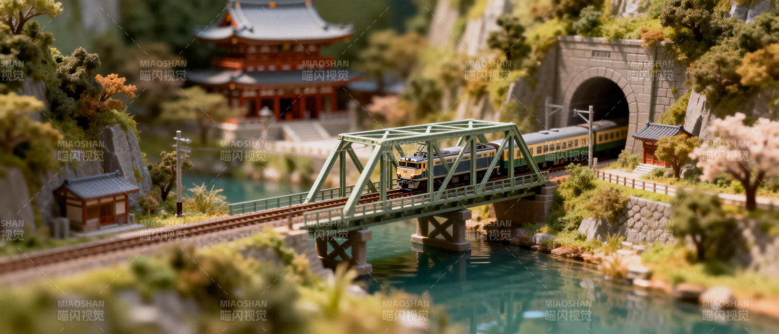 桥上火车过山河图片