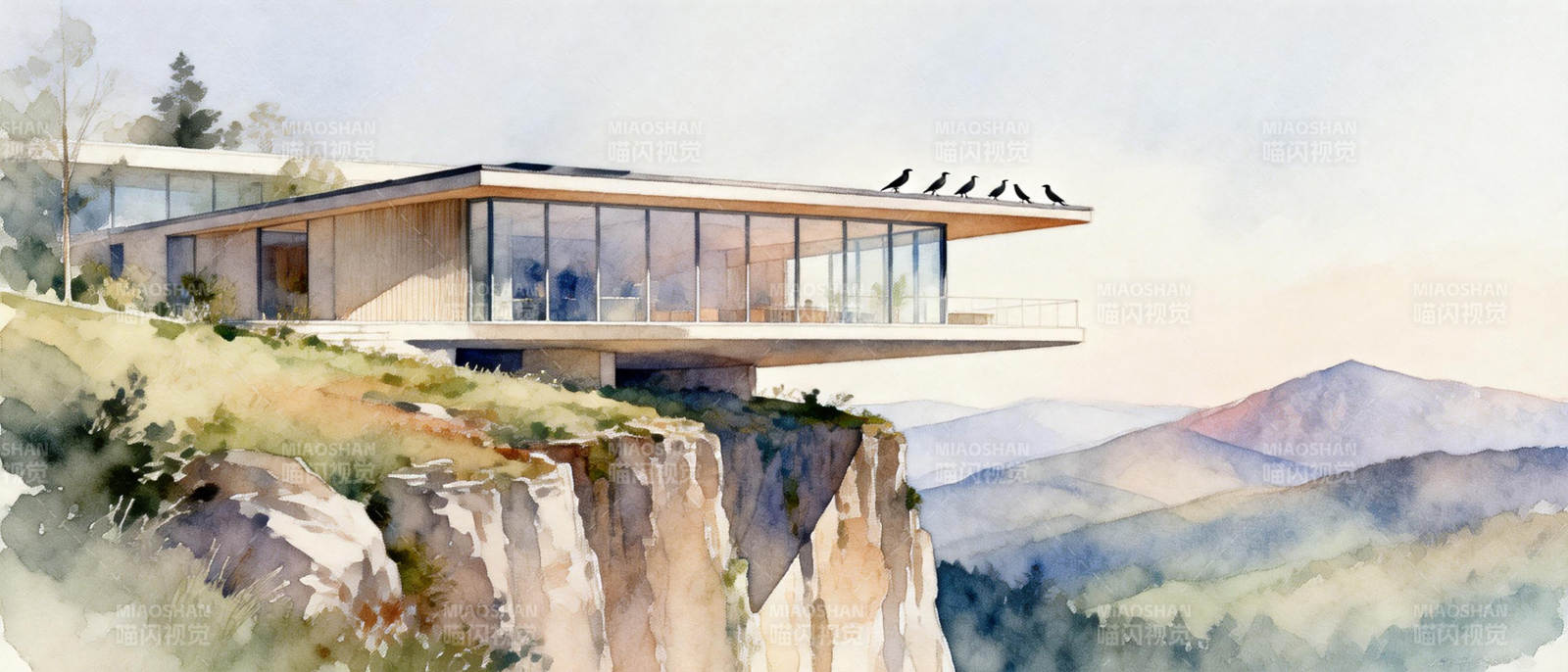 悬崖边的现代居所图片