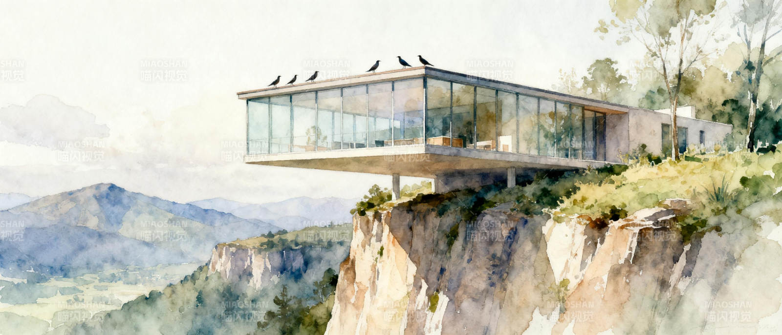 悬崖上的玻璃屋图片