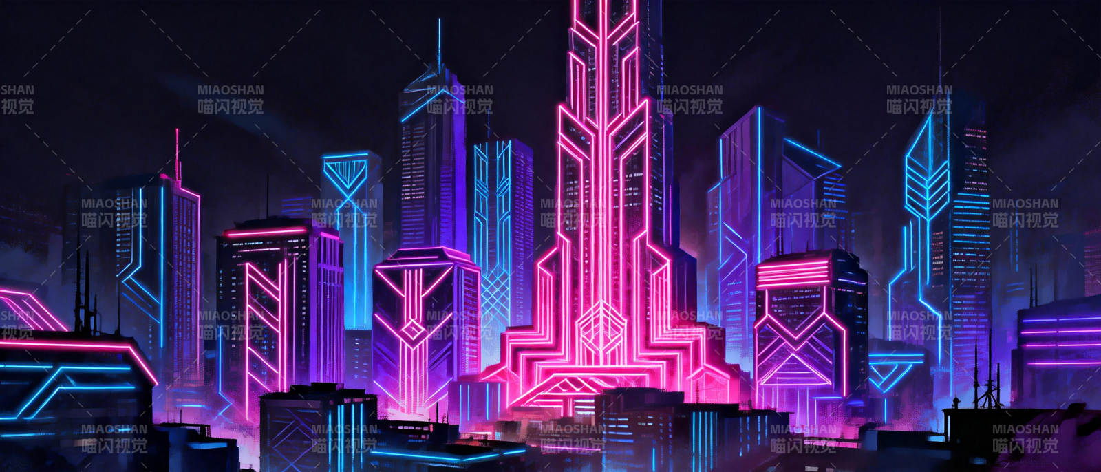 霓虹都市夜景图片