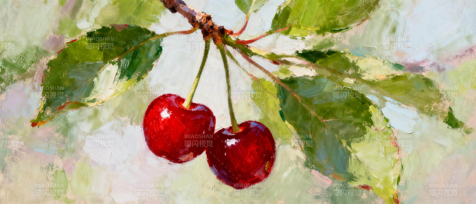 红樱桃枝头挂图片