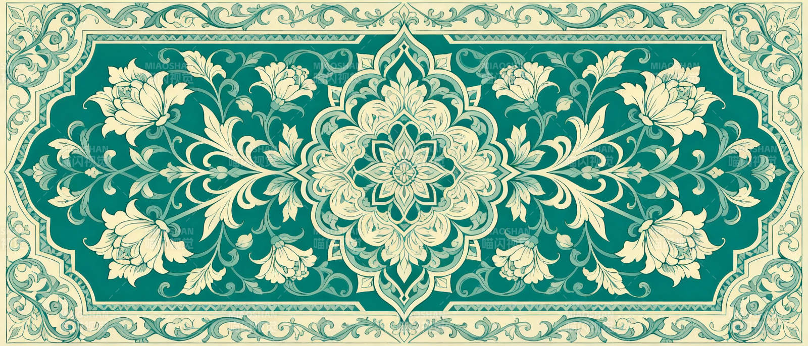 绿底花卉图案图片