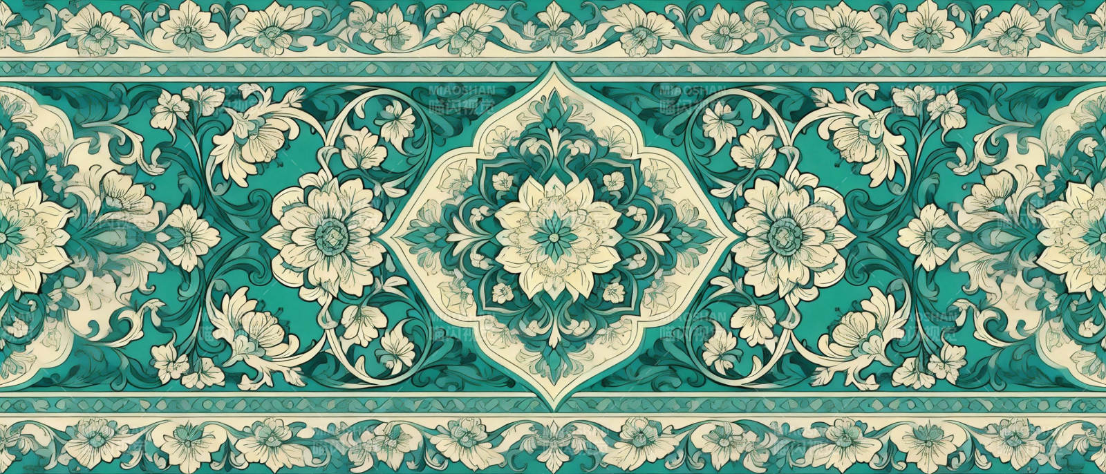 青绿花卉纹饰图片