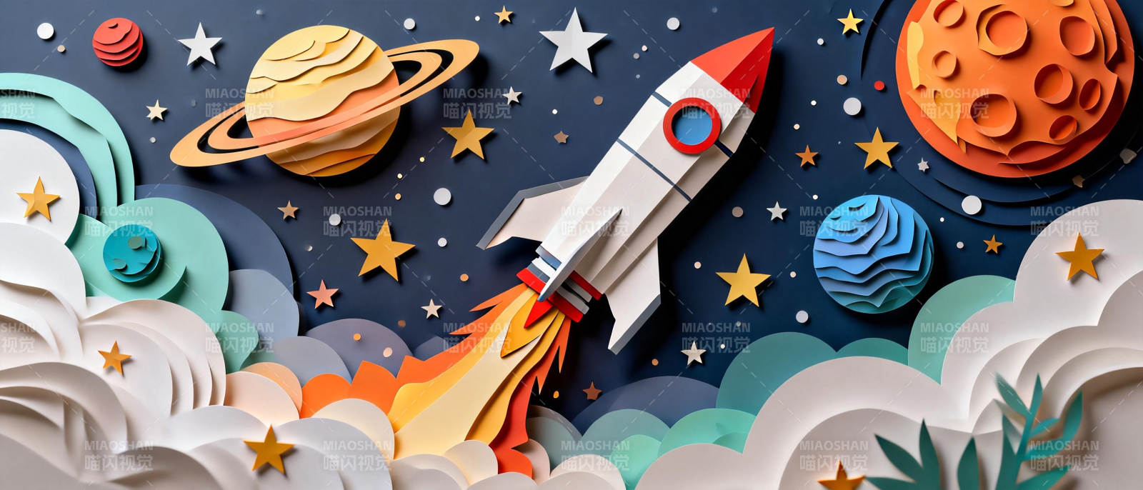 火箭飞向星空图片