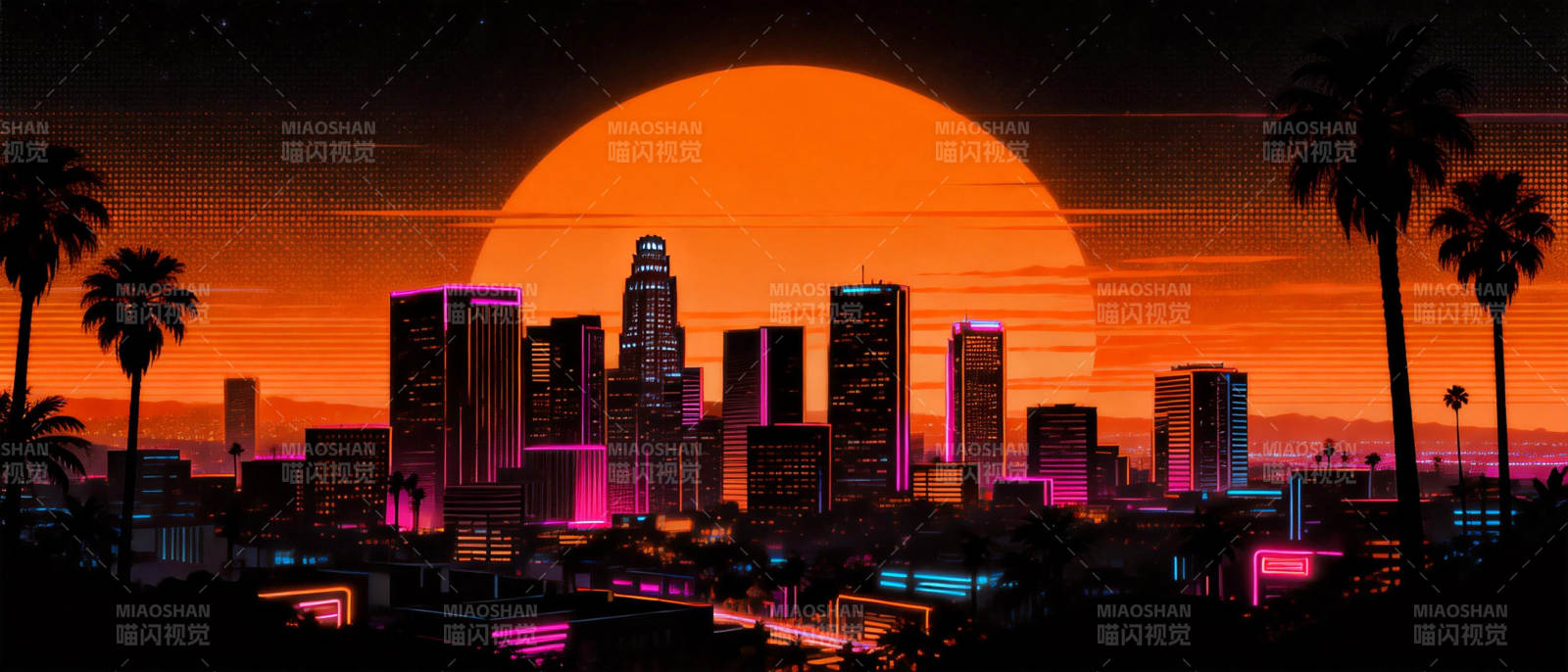 霓虹都市夜景图片